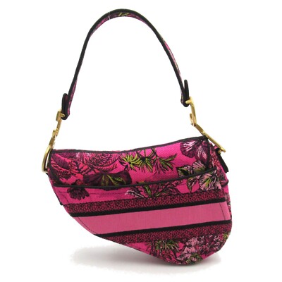 Christian Dior Saddle bag shoulder bag canvas pink fuchsia multi