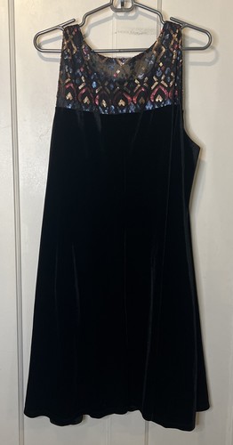 Signature by Robbie Bee Black Velvet & Sequin Sleeveless A-Line Dress Size XL - Picture 2 of 7