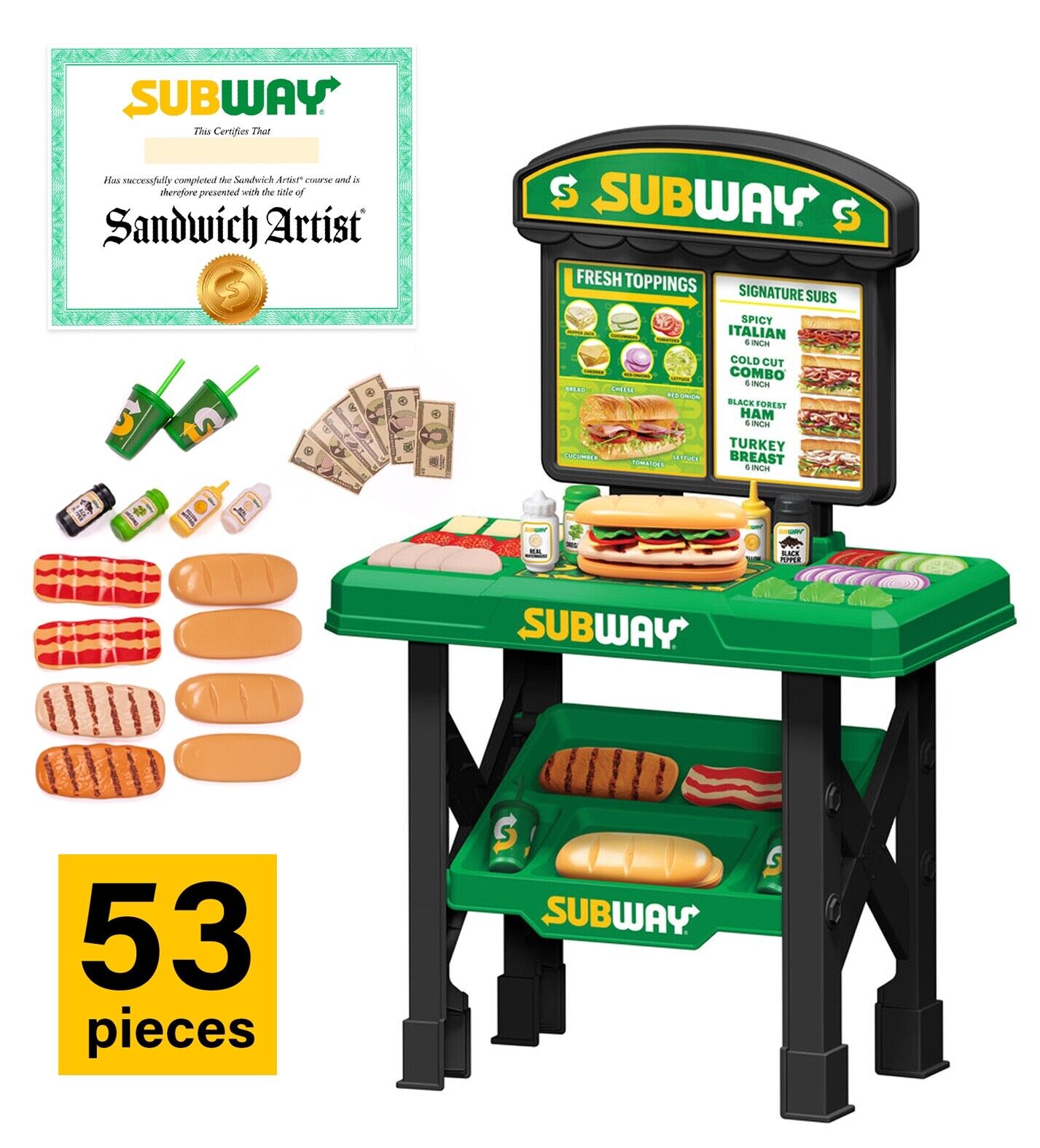 53 Piece Play Pretend Subway Sandwich Making Playset