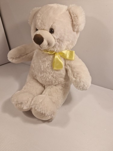 Build-A-Bear Workshop Cream Teddy Plush White with Yellow Ribbon Soft Toy 38cm - Foto 2 di 8