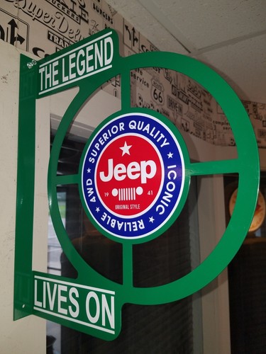 VINTAGE JEEP SALES RETRO VINTAGE ERA DEALERSHIP SERVICE COUNTER FLANGE SIGN - Picture 6 of 10
