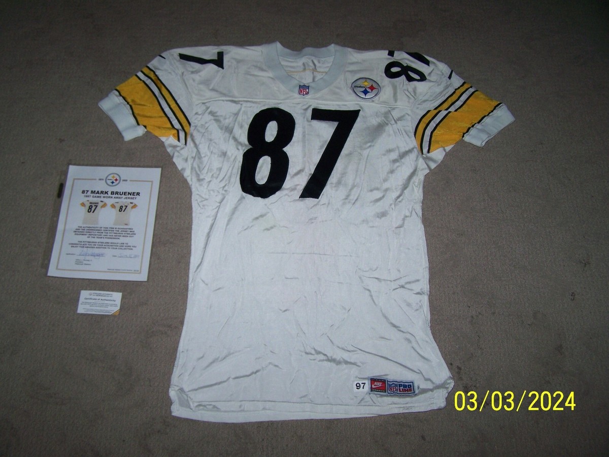 Steelers #87 Mark Bruener Game Worn 1997 White Away Jersey - Main Image