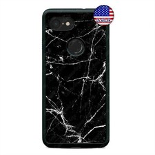 Google Pixel 3 3XL 2XL Marble Texture Pattern Granite Black Ceramic Case Cover