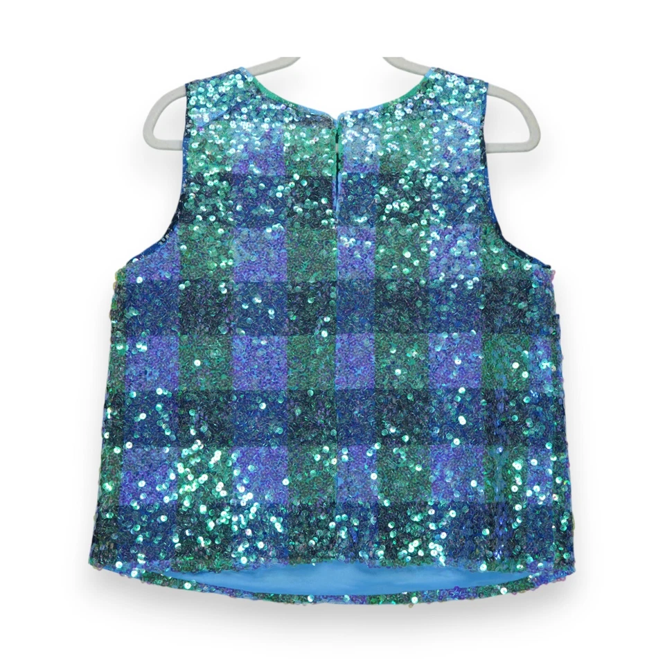 MAEVE by Anthropologie Amatheia Sequined Check Sleeveless Women's Top Size 10 - Image 2 of 4