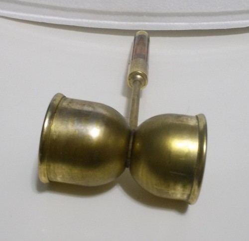 Vintage Brass Tone Metal Candle Snuffer Amber Lucite Handle Double Sided - Picture 6 of 11