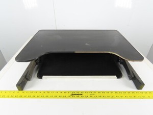 Rocelco Adjustable Height Sit Stand Lift Desk Platform 2 Monitor Pull Out Shelf