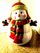 HARRY AND DAVID SNOWMAN COOKIE JAR 12 INCHES