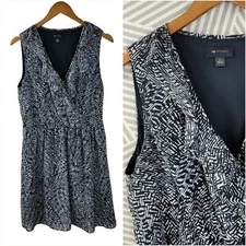 AB Studio Dress Size Large Layered Chiffon Mesh Ruffle black white wrap Party