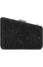 Staud Women Carmella Women Evening Clutch Bag Beaded Leather Black Starfish Os