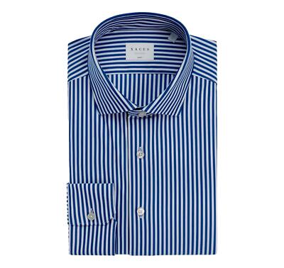 XACUS Herrenhemd Elastisches Gewebe Active Slim Fit 61618007 Gestreift Blau