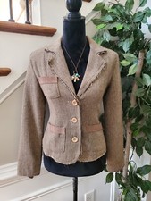 Lola Women's Beige Polyester Single Breasted Long Sleeve Casual Jacket Blazer M