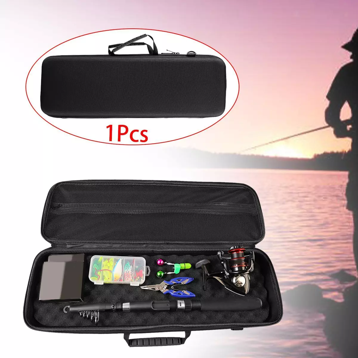 Fishing Rod Reel Bag Travel Case Accessories Protector Gear EVA