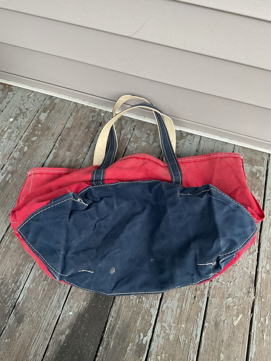 バッグ 80s L.L. Bean Boat And Tote Navy Vintage 80s LL Bean Boat And Tote Canvas Bag Navy Big Size