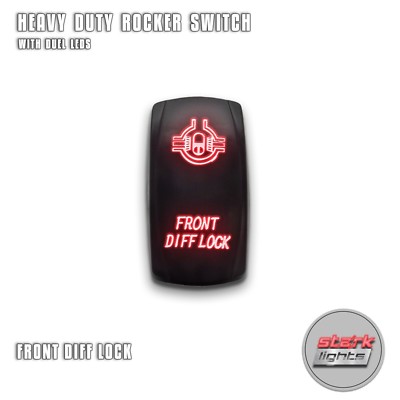 RED Laser Etched LED Rocker Switch Dual Light 20A 12V ON / OFF - FRONT DIFF LOCK