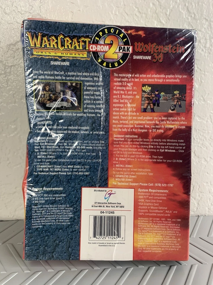 NEW! Warcraft / Wolfenstein 3D Special Value PC CD-Rom 2 Pack - Image 2 of 4