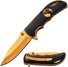 Elk Ridge Spring Assisted knife 8.00" Overall Black Handle Liner Lock ER-A008GD