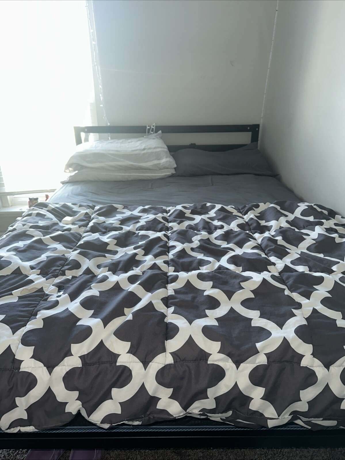 Contemporary Upholstered Bed Set with Nailhead Trim