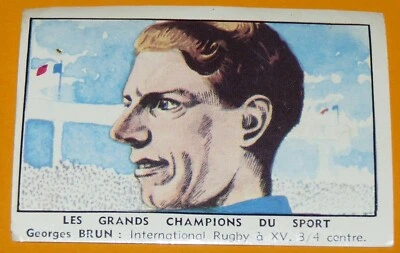 CHROMO 1950 CHOCOLAT L'UNION LYON RUGBY GEORGES BRUN CS VIENNE FRANCE - Photo 1/2