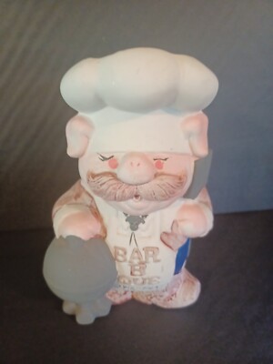 Pig Chef Vintage 70s Ceramic Utensil Holder Bar B Que Barbecue Bar B Que