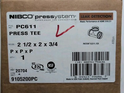 NIBCO PC611 Press Tee 9105200PC 20704