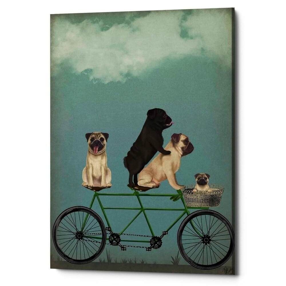 Epic Graffiti 'Pug Tandem' by Fab Funky Giclee Canvas Wall