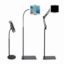 Universal Tablet Floor Stand Steel Phone Holder 360° Rotating iPad Mount 4-10.6"