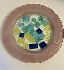 Vetro Murano Raised Tile Mosaic small Plate 7 1/2" Round