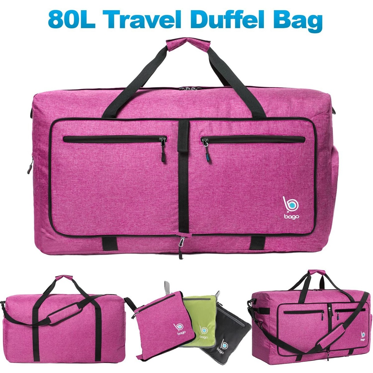 bago travel duffel backpack Extra Large Duffle Bag for Women & Men. Durable, Lightweight, Foldable Travel Bags For Traveling Women. 140L Duffle Bags Use As a Weekender Bag with Shoe Compartment Bago 40L Sports Packable Duffle