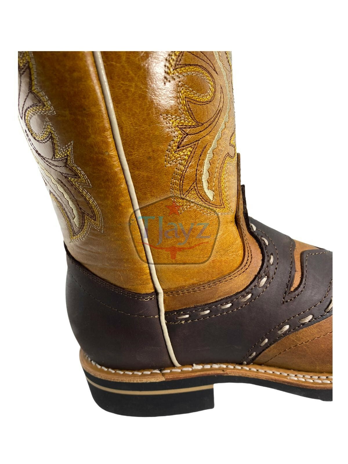 SALE! TJAYZ Mens Leather Western Boots Rodeo Bota Cowboy Shoes work NEW square