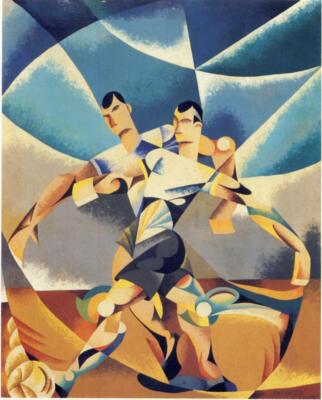 Football   Giulio D Anna Aeropittura Sports Art Print Italian Modernist