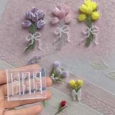 3D Silicone Nail Mold Sweet Flower Tulip Bouquet Nails Mold DIY Nail Art Decor