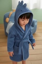 Whale Hooded Kids Bathrobe blue 9 month to 3 year