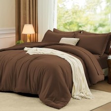 Queen Comforter Set 7 Pieces Soft Bedding Sets Queen 88"x 88" Dark Brown