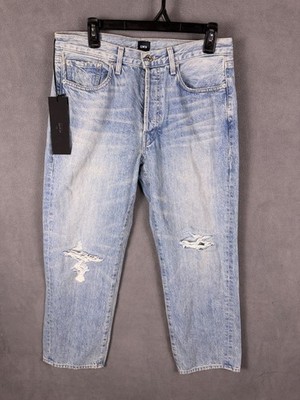 Edwin Womens Kali Ankle Distressed Jeans Button Fly Light Wash Sz 30 USA Made