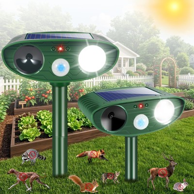 2Pack Solar Ultrasonic Animal Repellent Outdoor Rabbit Green 