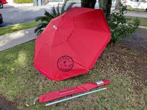 Tommy Bahama Beach Groundbreaker 7 Ft Umbrella Red With Case NICE!!!
