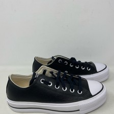 Converse CTAS Lift Platform Leather Ox Women  s 6.5 Black/Black/White 561681C