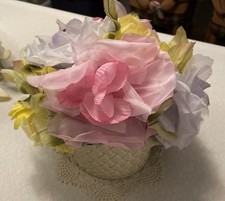 Vtg Jack McConnell Hat LARGE FLOWERS Pink Yellow White Lavender