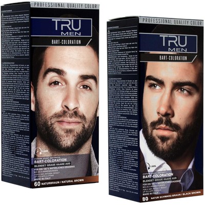 TRU MEN Bart- & Schnurrbart-Färbeset - Grauabdeckung Barthaare (2er Pack) 30ml
