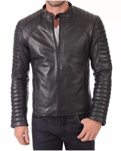 Blouson Motard Cuir Véritable Noir - Style Punk Rock M.G.R. - Occasion Très Bon état