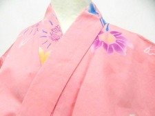 JAPANESE KIMONO YUKATA PINK 167cm 5 ft 6 in COTTON EE3401