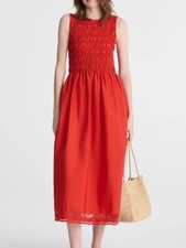 Madewell Embroidered Melody Smocked Poplin Midi Dress Wild Poppy S Romantic