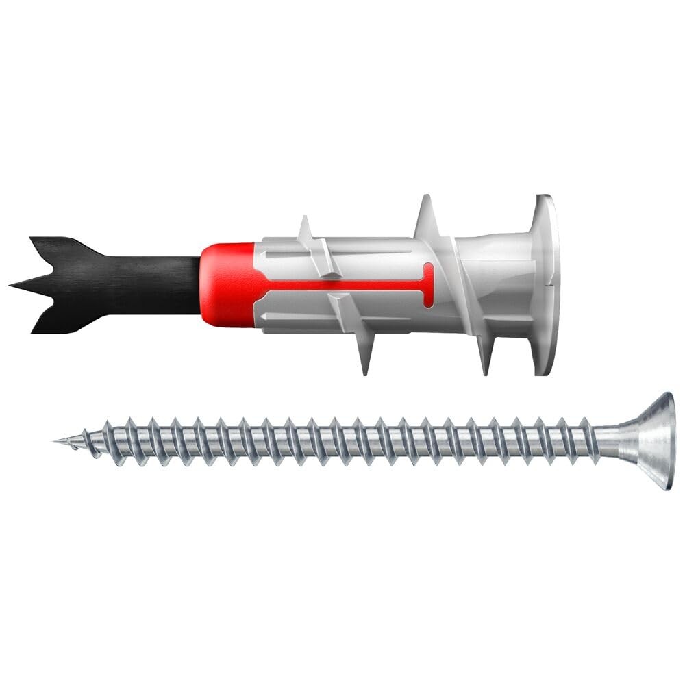 fischer DuoBlade S LD, self-drilling plasterboard plug with 20 ST, Grey, Red