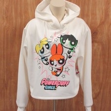 POWERPUFF GIRLS Cropped Hoodie Sweatshirt Juniors Sz Medium Cartoon Network NWT