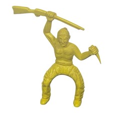 Marx 1950's VTG 60mm Stockade Indian rider with rifle and knife. Yellow