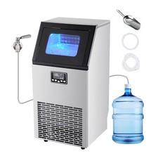 Uimoso Commercial Ice Maker 120lbs/24h with 28Lbs Storage Two Ways to Add Water