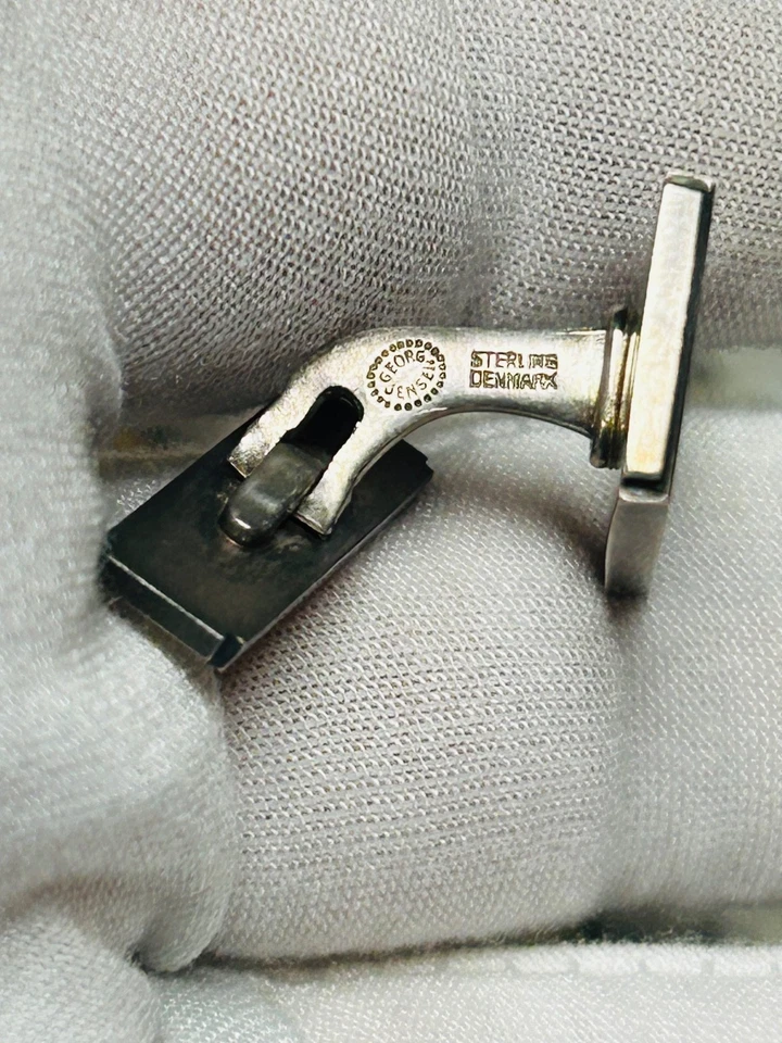 Georg Jensen Danish Denmark Sterling Silver and Gold Overlay Cufflinks No 59A - Image 4 of 4