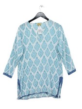 Roberta Roller Rabbit Women's Top L White 100% Cotton 3/4 Sleeve V-Neck Tunic