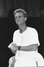 Musician Gerry Beckley is shown at a live concert appearance with - Old Photo