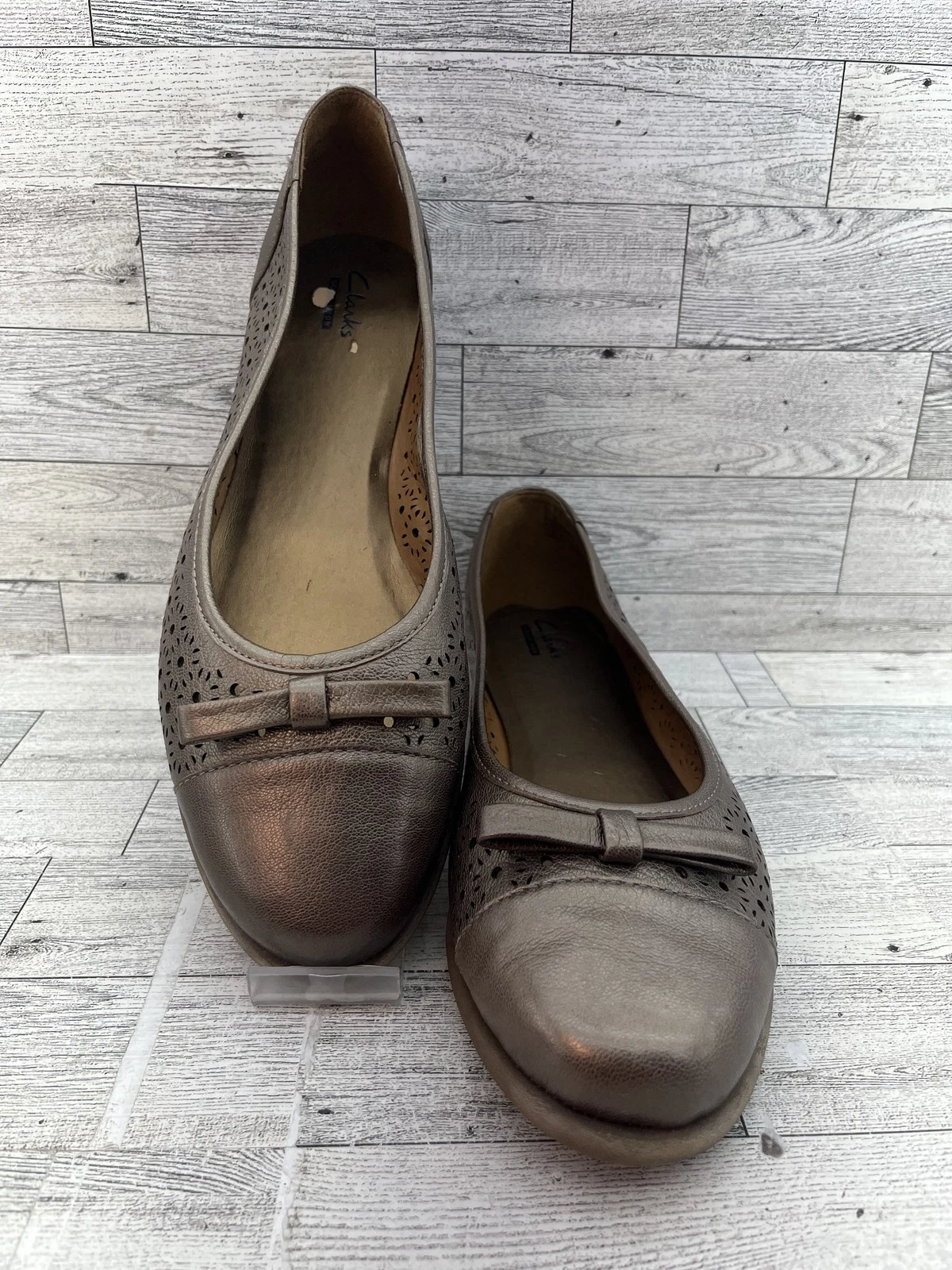 Scarpe Clarks donna taglia 11 pelle peltro grigio aviario ballerine comode